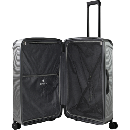 Travelite Millennium 4-Rollen-Koffer L 76 cm -silver KOFFER-PLUS.COM