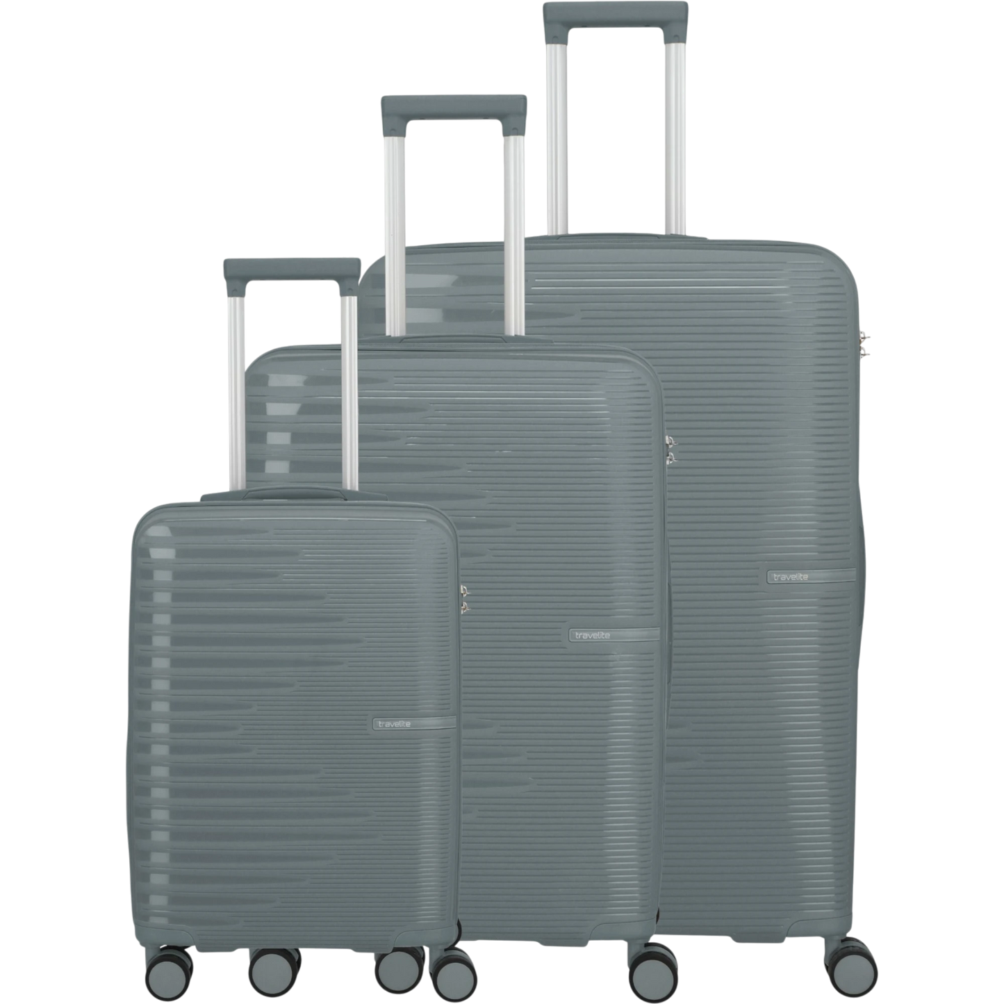 Travelite Pacific 4-Rollen-Koffer-Set 3tlg. L/M/S -anthracite KOFFER-PLUS.COM