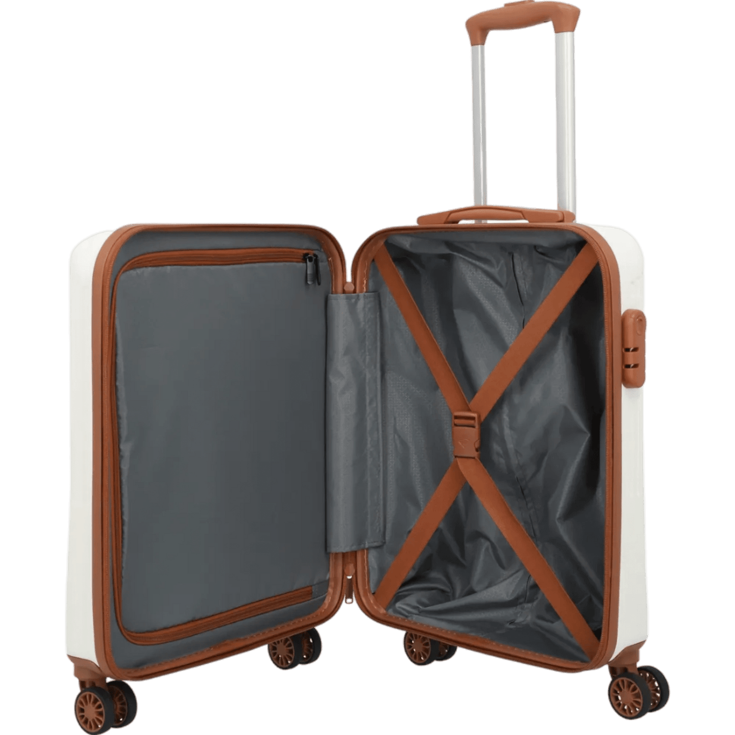 Travelite Bali  4-Rollen-Kabinentrolley S 55 cm -Weiss/cognac KOFFER-PLUS.COM