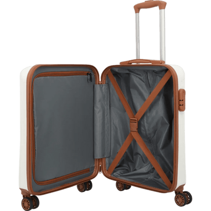 Travelite Bali  4-Rollen-Kabinentrolley S 55 cm -Weiss/cognac KOFFER-PLUS.COM