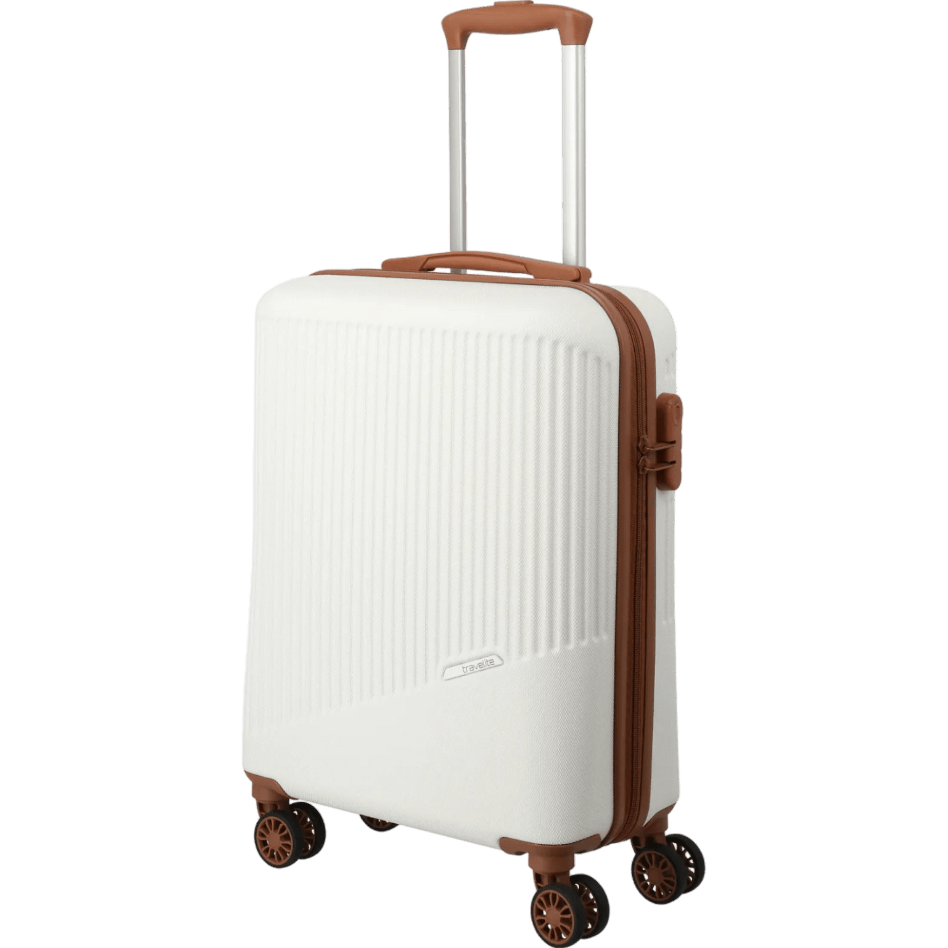 Travelite Bali  4-Rollen-Kabinentrolley S 55 cm -Weiss/cognac KOFFER-PLUS.COM