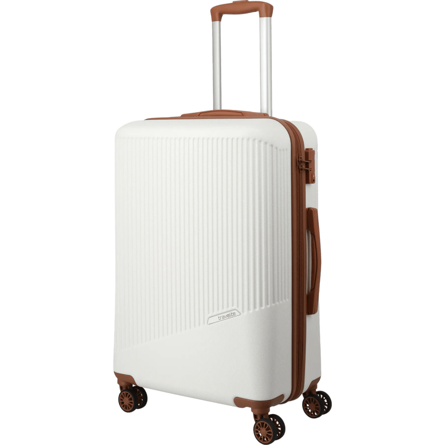 Travelite Bali  4-Rollen-Trolley M 67 cm -Weiss/cognac KOFFER-PLUS.COM