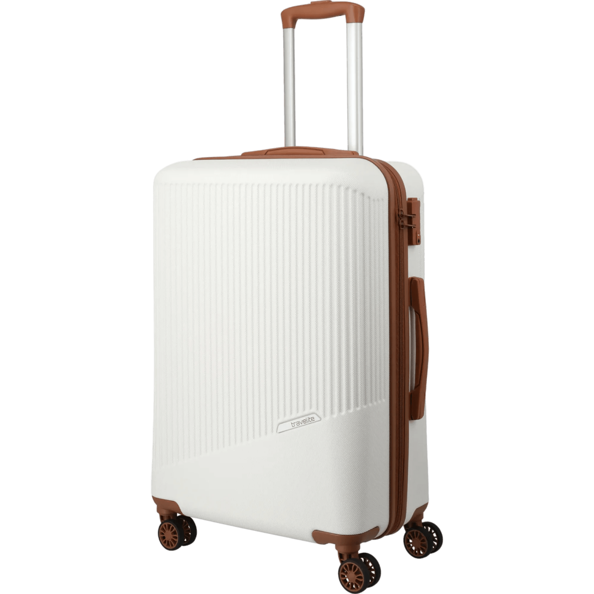 Travelite Bali  4-Rollen-Trolley M 67 cm -Weiss/cognac KOFFER-PLUS.COM