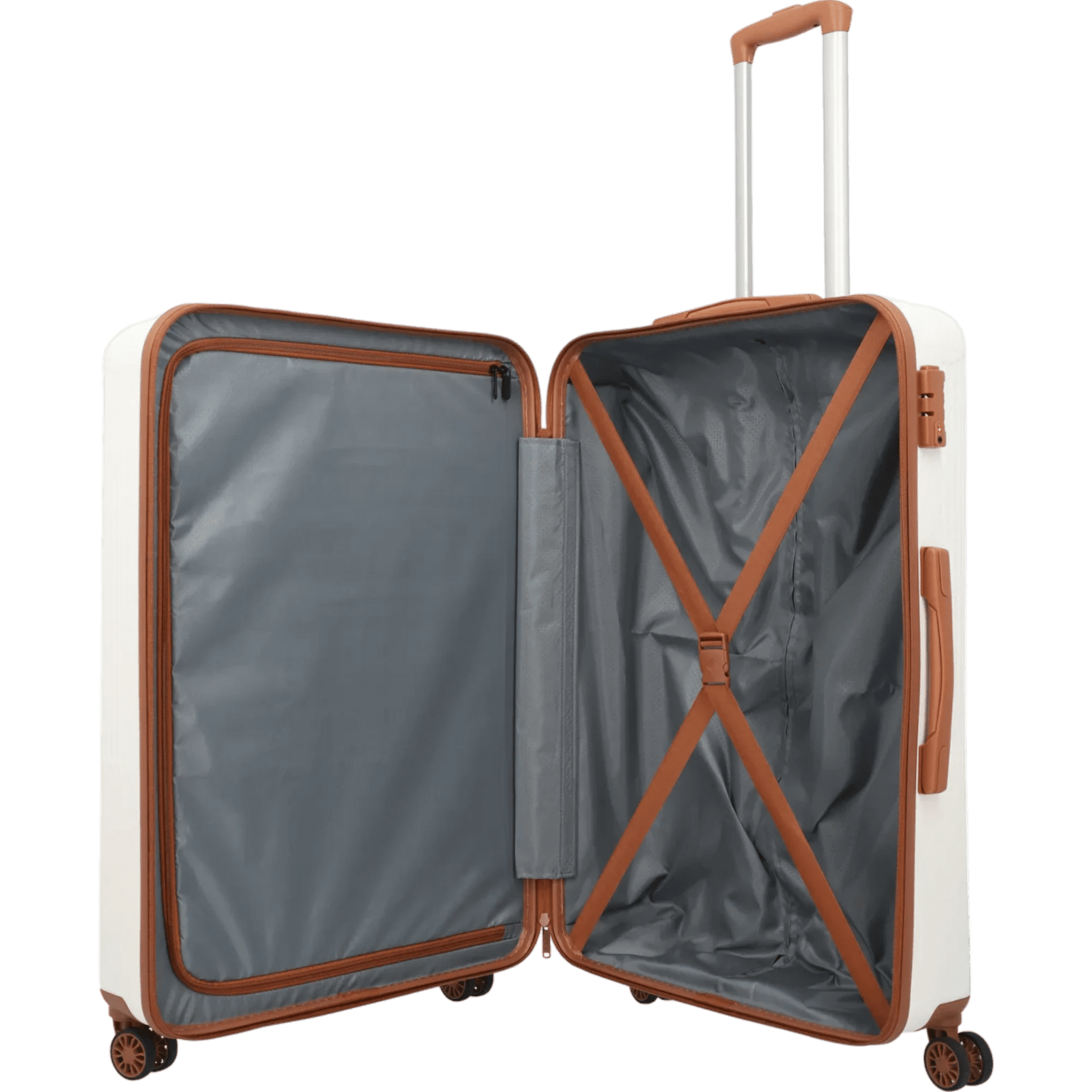 Travelite Bali  4-Rollen-Trolley L 77 cm -Weiss/cognac KOFFER-PLUS.COM