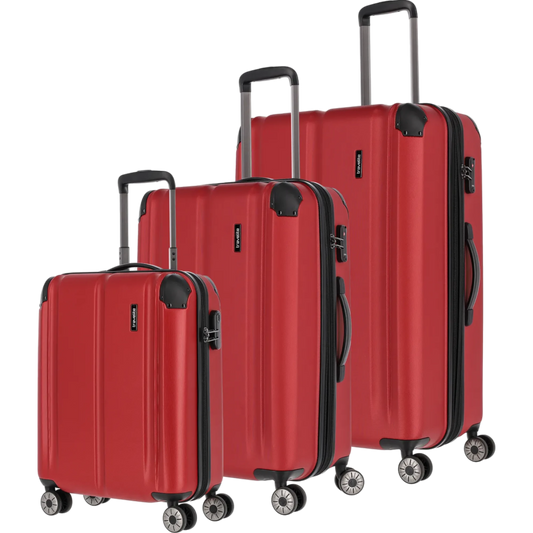 Travelite City 4-Rollen Kofferset 3tlg. L/M/S -Rot KOFFER-PLUS.COM