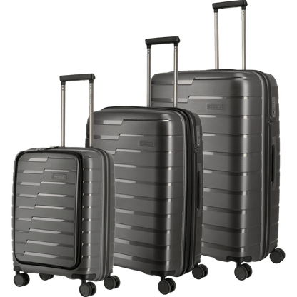 Travelite Air Base 4-Rollen Kofferset 3tlg. L/M/S mit Vortasche -Anthr KOFFER-PLUS.COM