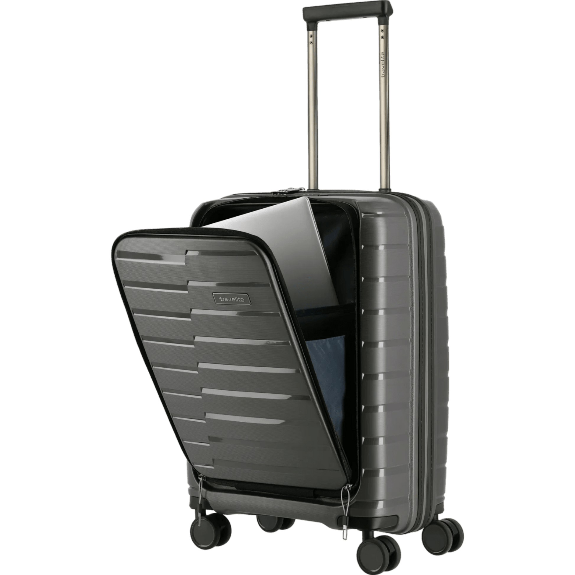 Travelite Air Base 4-Rollen Kofferset 3tlg. L/M/S mit Vortasche -Anthr KOFFER-PLUS.COM