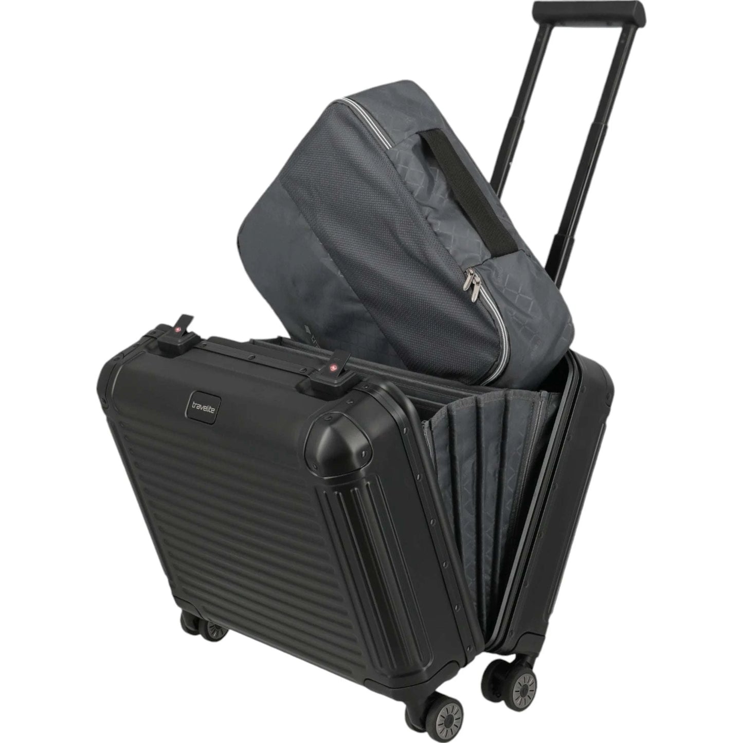 Travelite Next 4-Rad Business Trolley aus Aluminium 44 cm -Schwarz KOFFER-PLUS.COM