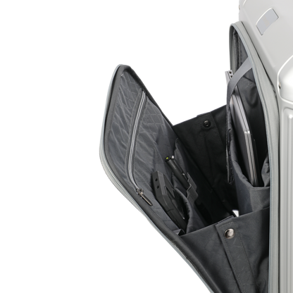 Travelite Next 4-Rollen-Bordtrolley aus Aluminium mit Vortasche 55 cm -Silber KOFFER-PLUS.COM