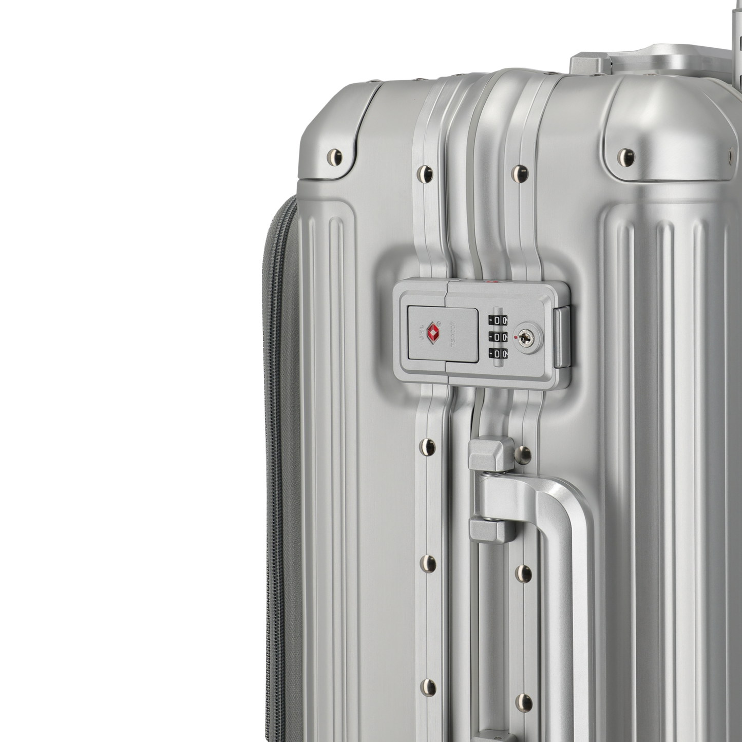 Travelite Next 4-Rollen-Bordtrolley aus Aluminium mit Vortasche 55 cm -Silber KOFFER-PLUS.COM