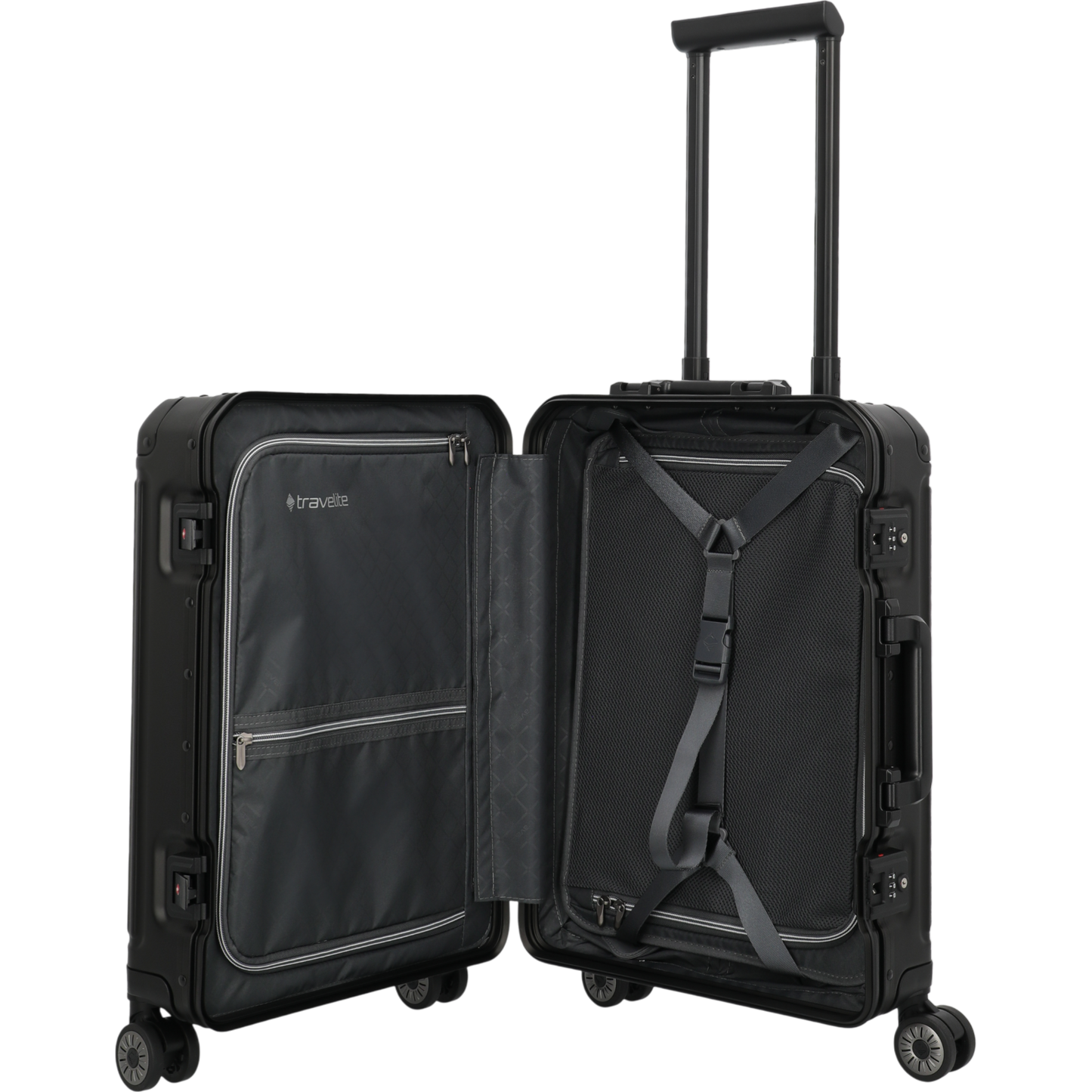 Travelite Next 4-Rollen-Kabinentrolley aus Aluminium 55 cm -Schwarz KOFFER-PLUS.COM