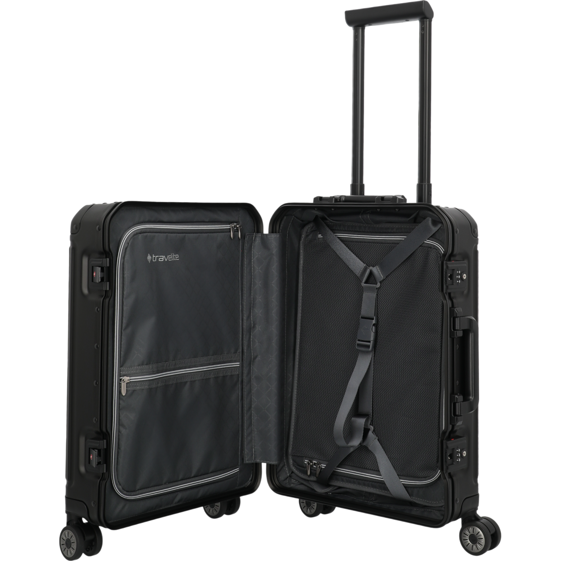 Travelite Next 4-Rollen-Kabinentrolley aus Aluminium 55 cm -Schwarz KOFFER-PLUS.COM