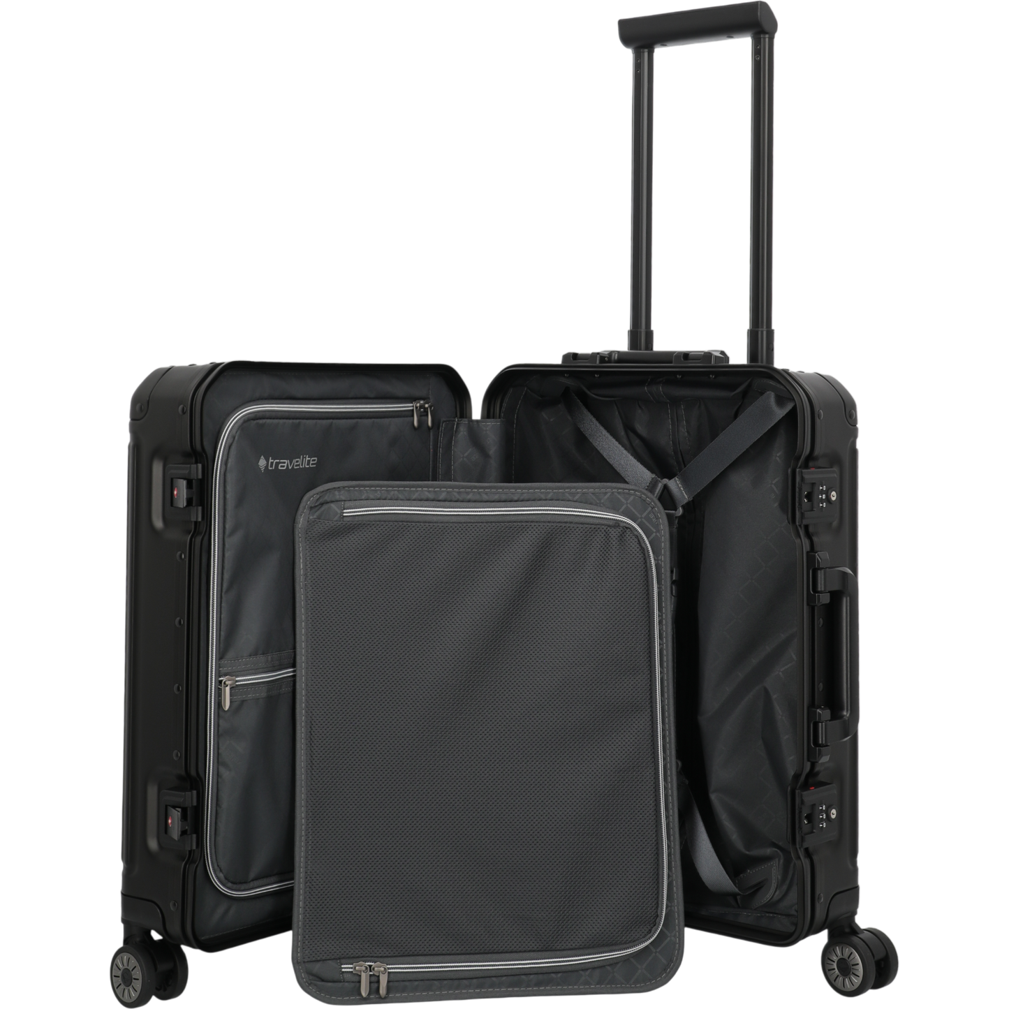 Travelite Next 4-Rollen-Kabinentrolley aus Aluminium 55 cm -Schwarz KOFFER-PLUS.COM