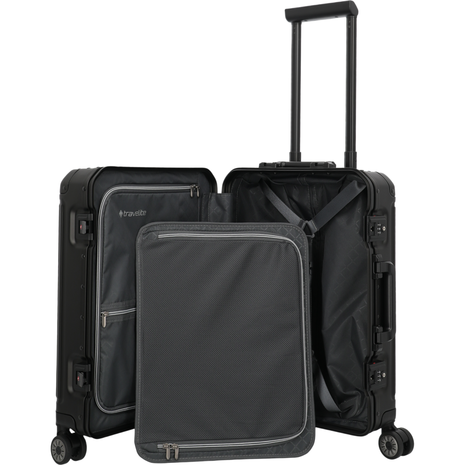 Travelite Next 4-Rollen-Kabinentrolley aus Aluminium 55 cm -Schwarz KOFFER-PLUS.COM