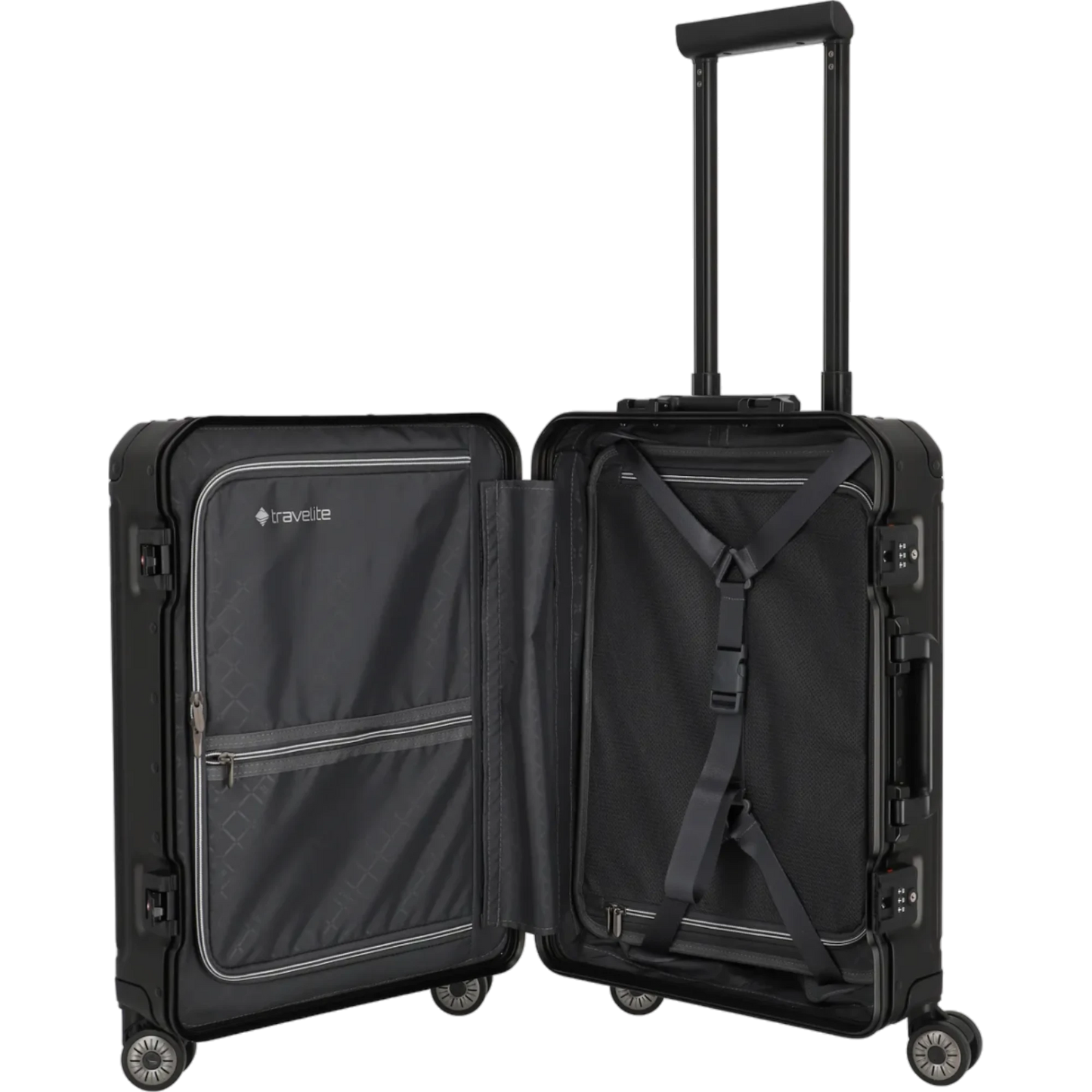 Travelite Next  4-Rollen-Kabinentrolley aus Aluminium 55 cm -Schwarz KOFFER-PLUS.COM