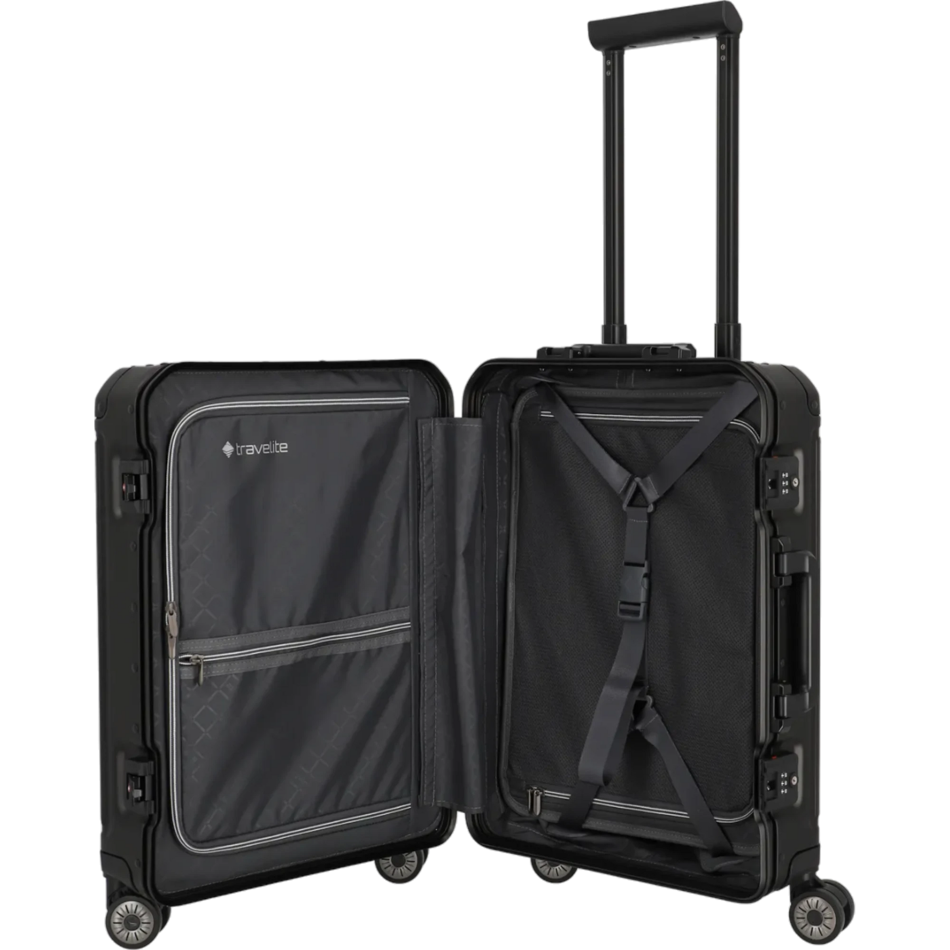 Travelite Next  4-Rollen-Kabinentrolley aus Aluminium 55 cm -Schwarz KOFFER-PLUS.COM