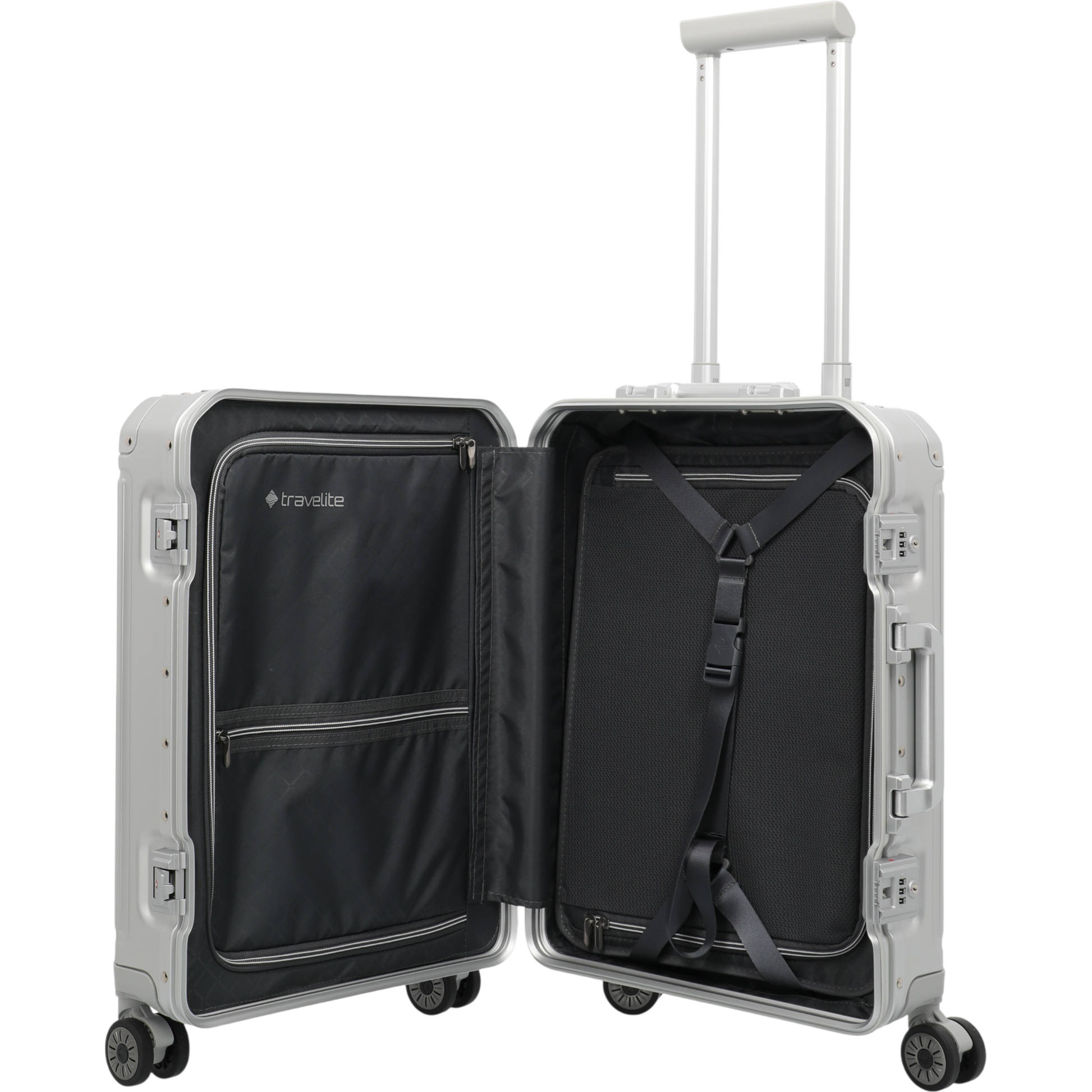 Travelite Next 4-Rollen-Kabinentrolley aus Aluminium 55 cm -Silber KOFFER-PLUS.COM