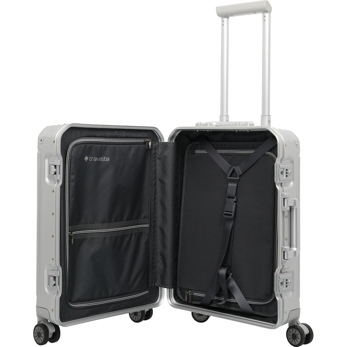 Travelite Next 4-Rollen-Kabinentrolley aus Aluminium 55 cm -Silber KOFFER-PLUS.COM