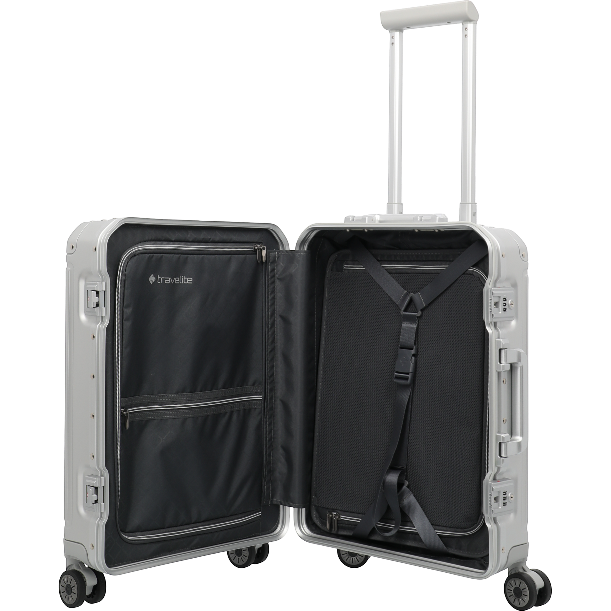 Travelite Next 4-Rollen-Kabinentrolley aus Aluminium 55 cm -Silber KOFFER-PLUS.COM