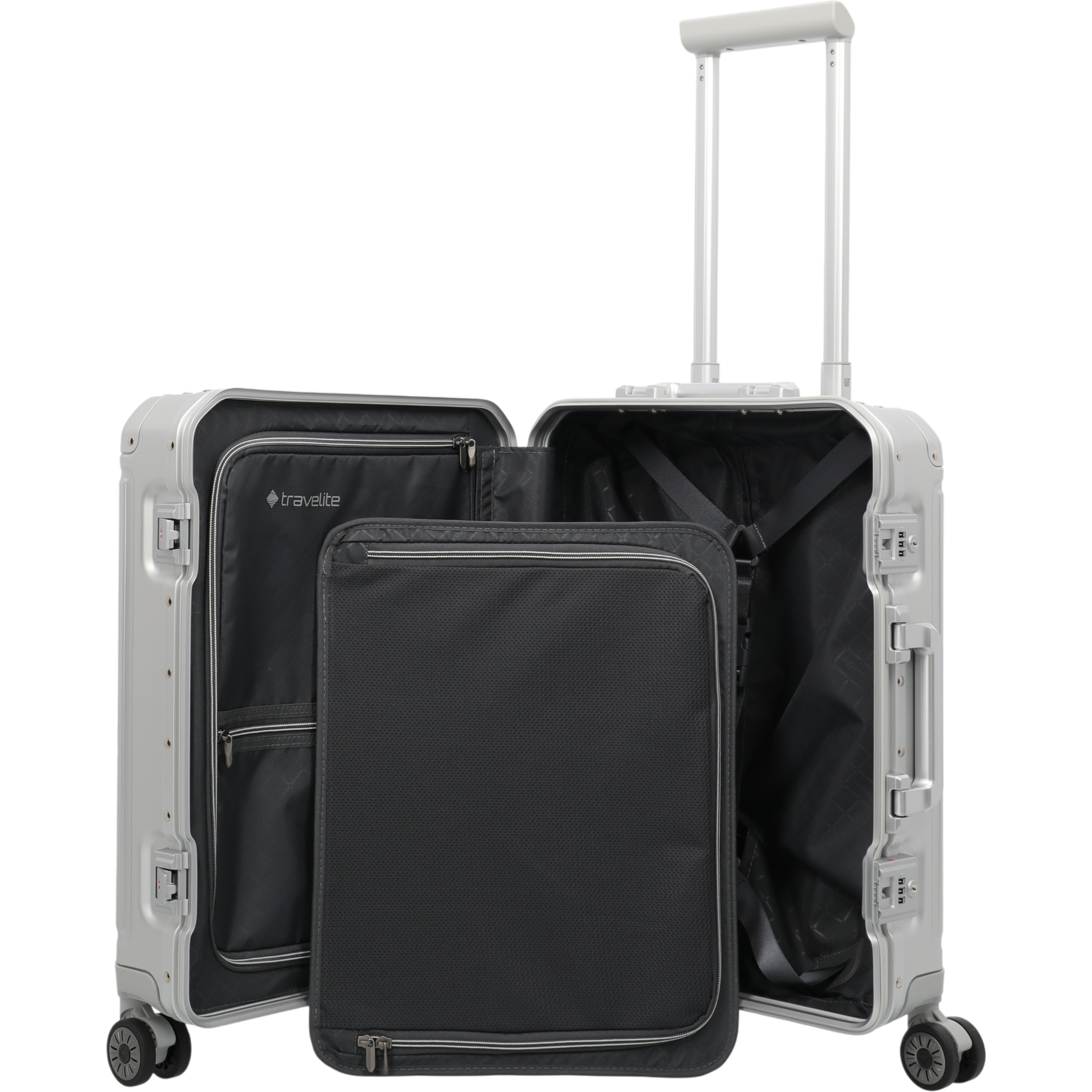 Travelite Next 4-Rollen-Kabinentrolley aus Aluminium 55 cm -Silber KOFFER-PLUS.COM