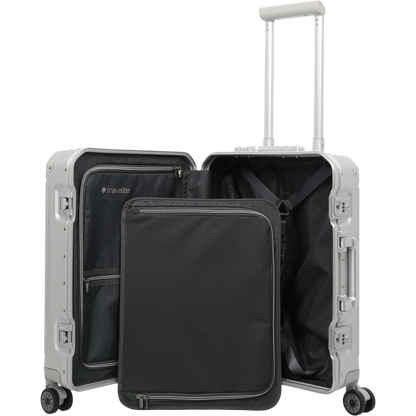 Travelite Next 4-Rollen-Kabinentrolley aus Aluminium 55 cm -Silber KOFFER-PLUS.COM