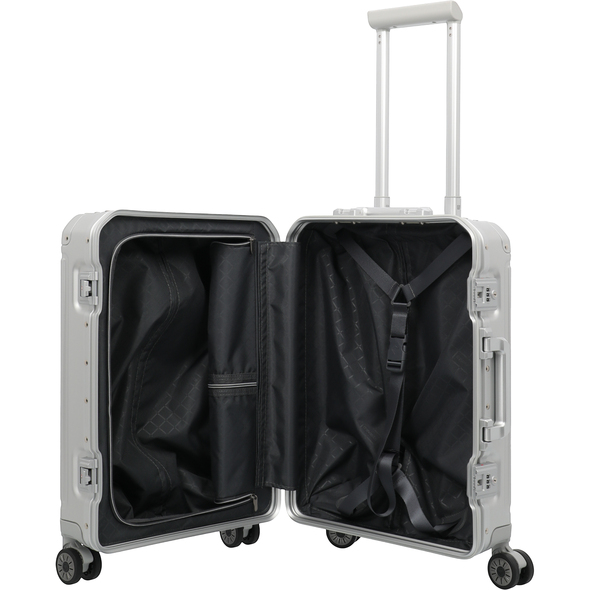 Travelite Next 4-Rollen-Kabinentrolley aus Aluminium 55 cm -Silber KOFFER-PLUS.COM