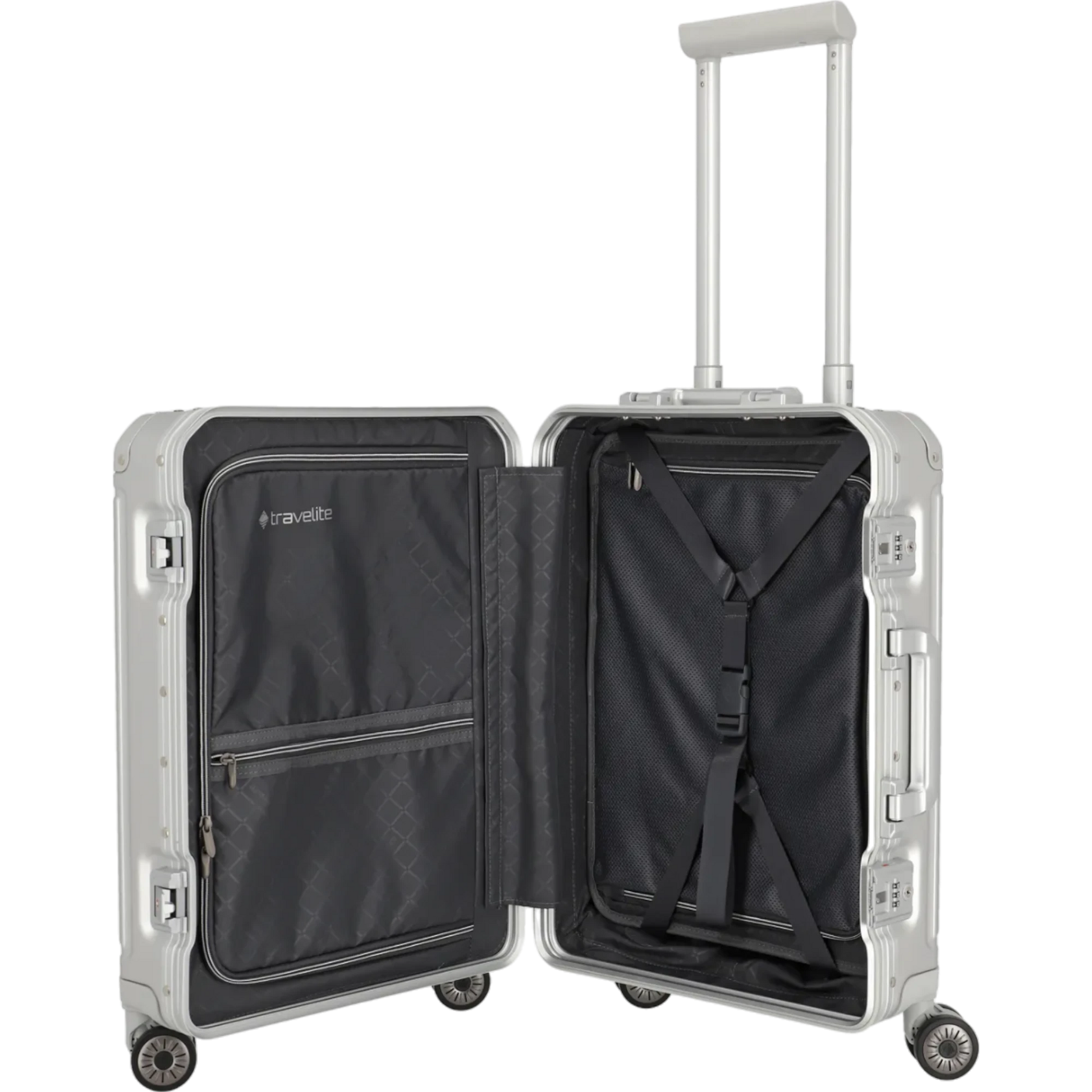 Travelite Next  4-Rollen-Kabinentrolley aus Aluminium 55 cm -Silber KOFFER-PLUS.COM