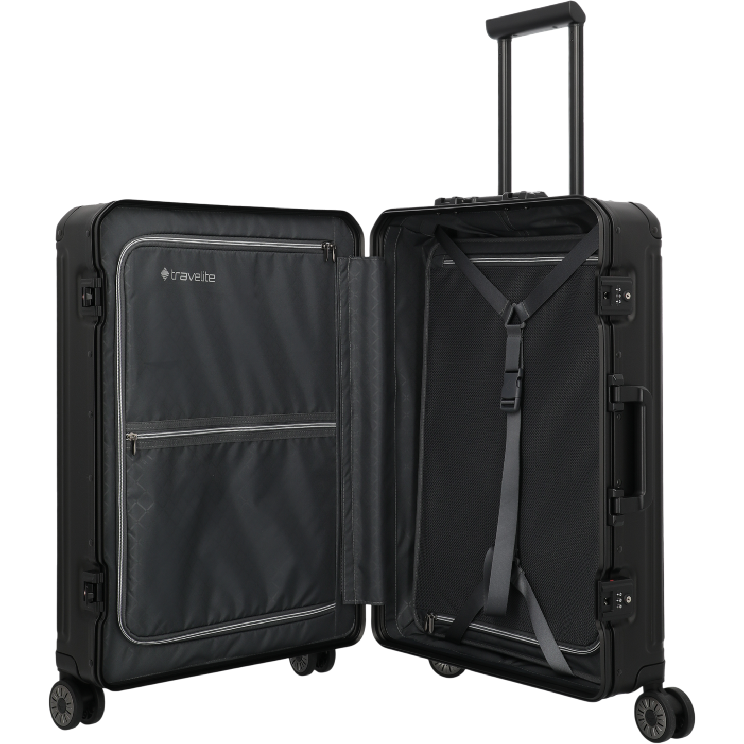 Travelite Next 4-Rollen-Trolley aus Aluminium 67 cm -Schwarz KOFFER-PLUS.COM