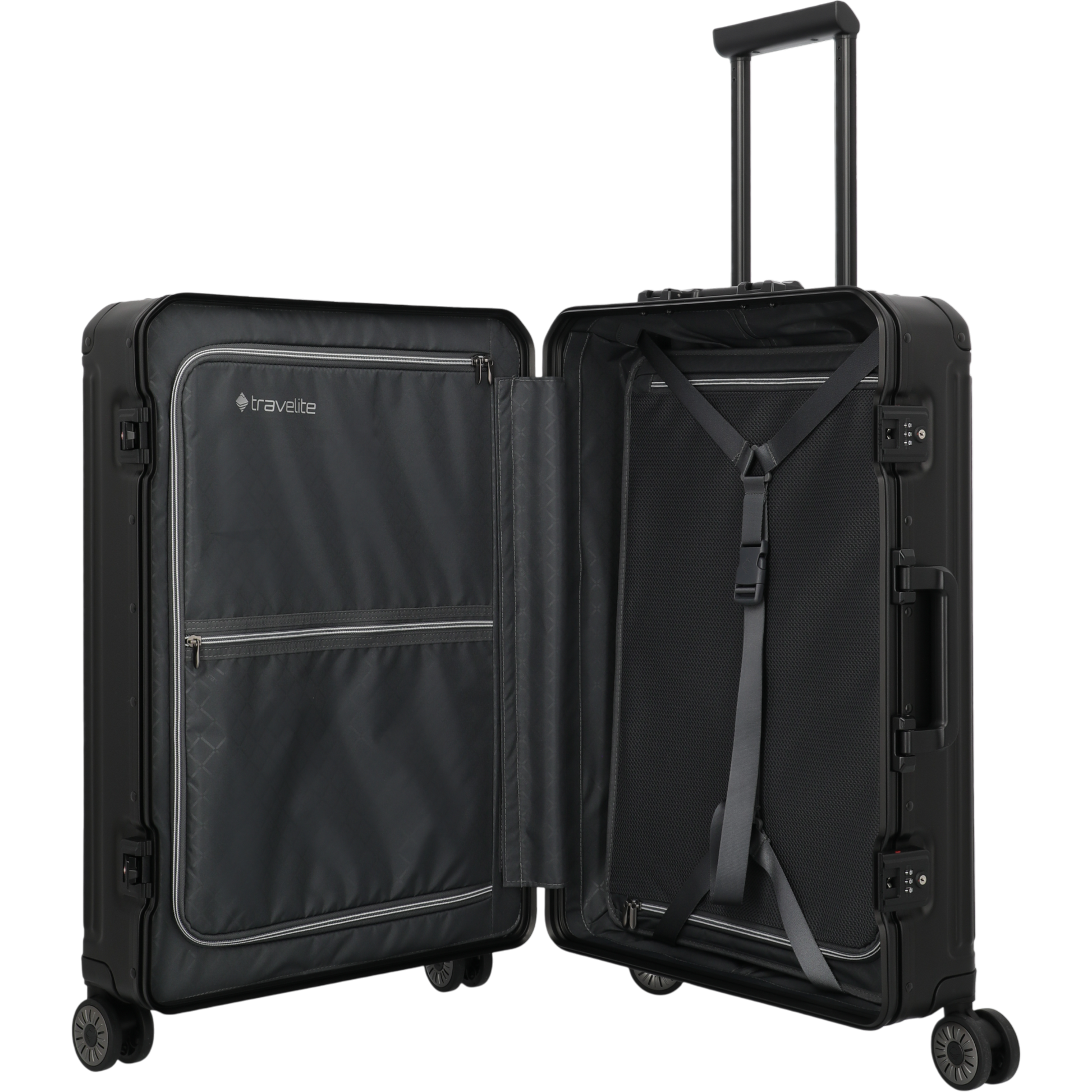 Travelite Next 4-Rollen-Trolley aus Aluminium 67 cm -Schwarz KOFFER-PLUS.COM