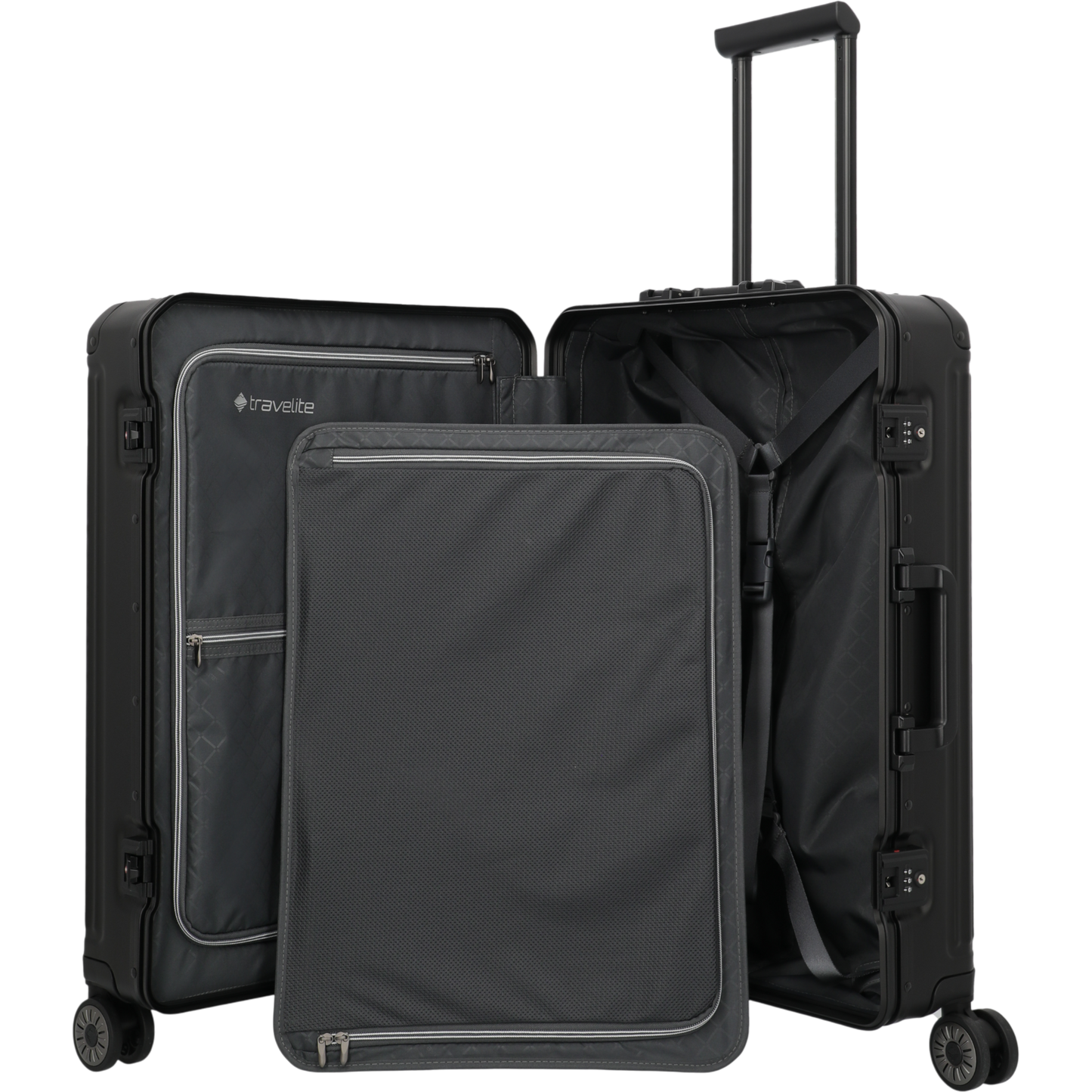 Travelite Next 4-Rollen-Trolley aus Aluminium 67 cm -Schwarz KOFFER-PLUS.COM