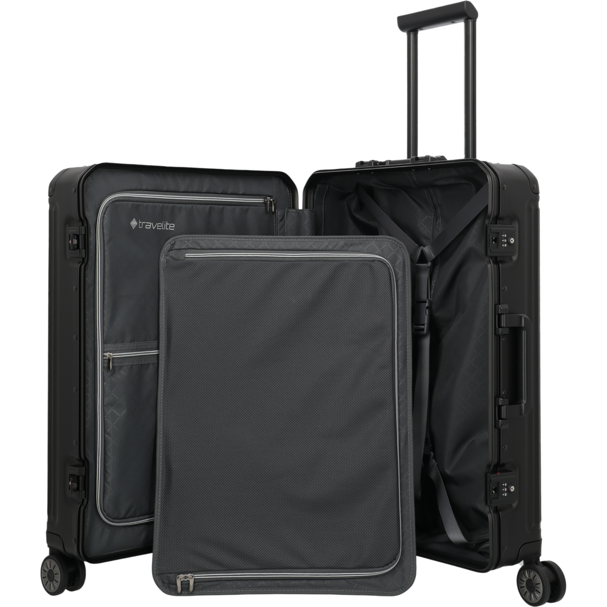 Travelite Next 4-Rollen-Trolley aus Aluminium 67 cm -Schwarz KOFFER-PLUS.COM