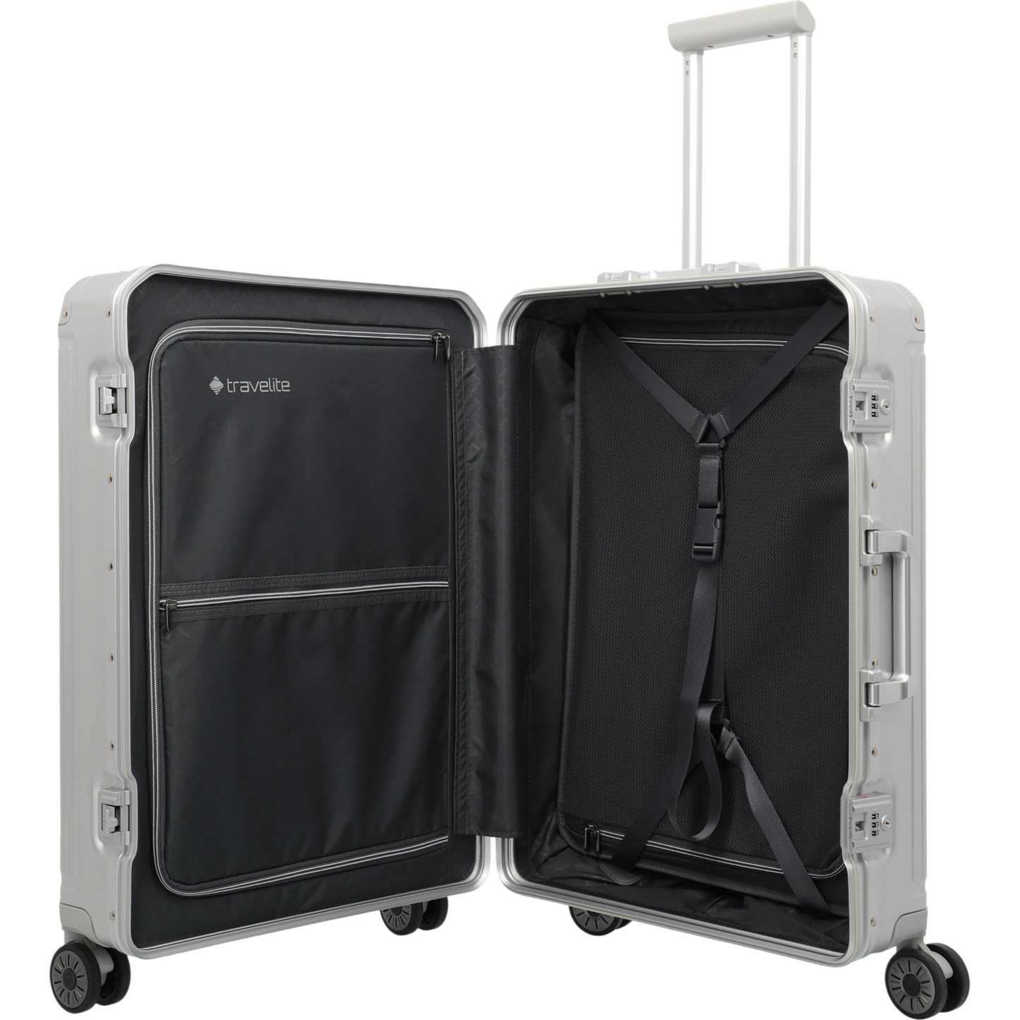Travelite Next 4-Rollen-Trolley aus Aluminium 67 cm -Silber KOFFER-PLUS.COM