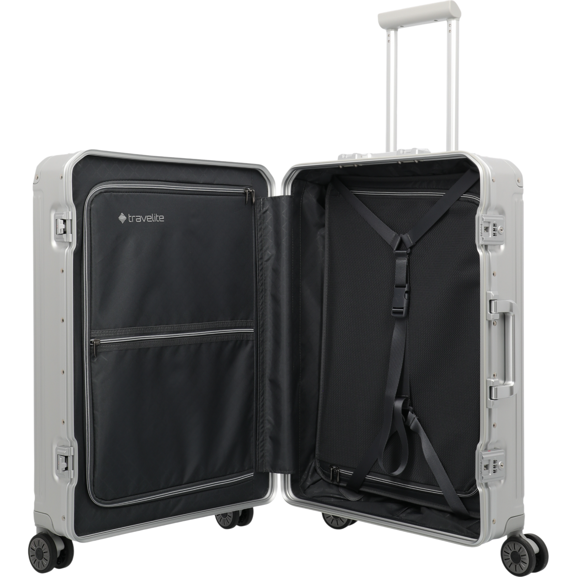 Travelite Next 4-Rollen-Trolley aus Aluminium 67 cm -Silber KOFFER-PLUS.COM