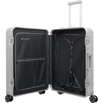 Travelite Next 4-Rollen-Trolley aus Aluminium 67 cm -Silber KOFFER-PLUS.COM