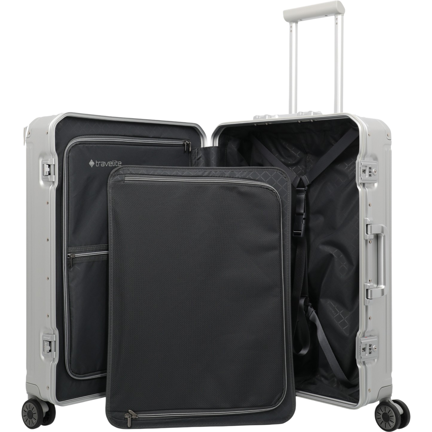 Travelite Next 4-Rollen-Trolley aus Aluminium 67 cm -Silber KOFFER-PLUS.COM