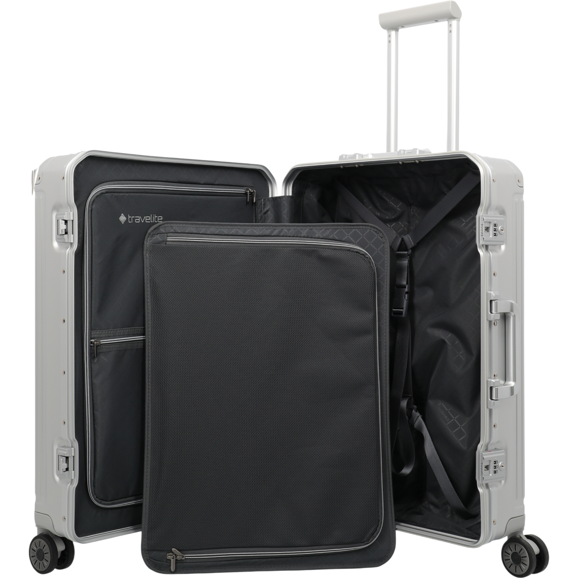 Travelite Next 4-Rollen-Trolley aus Aluminium 67 cm -Silber KOFFER-PLUS.COM