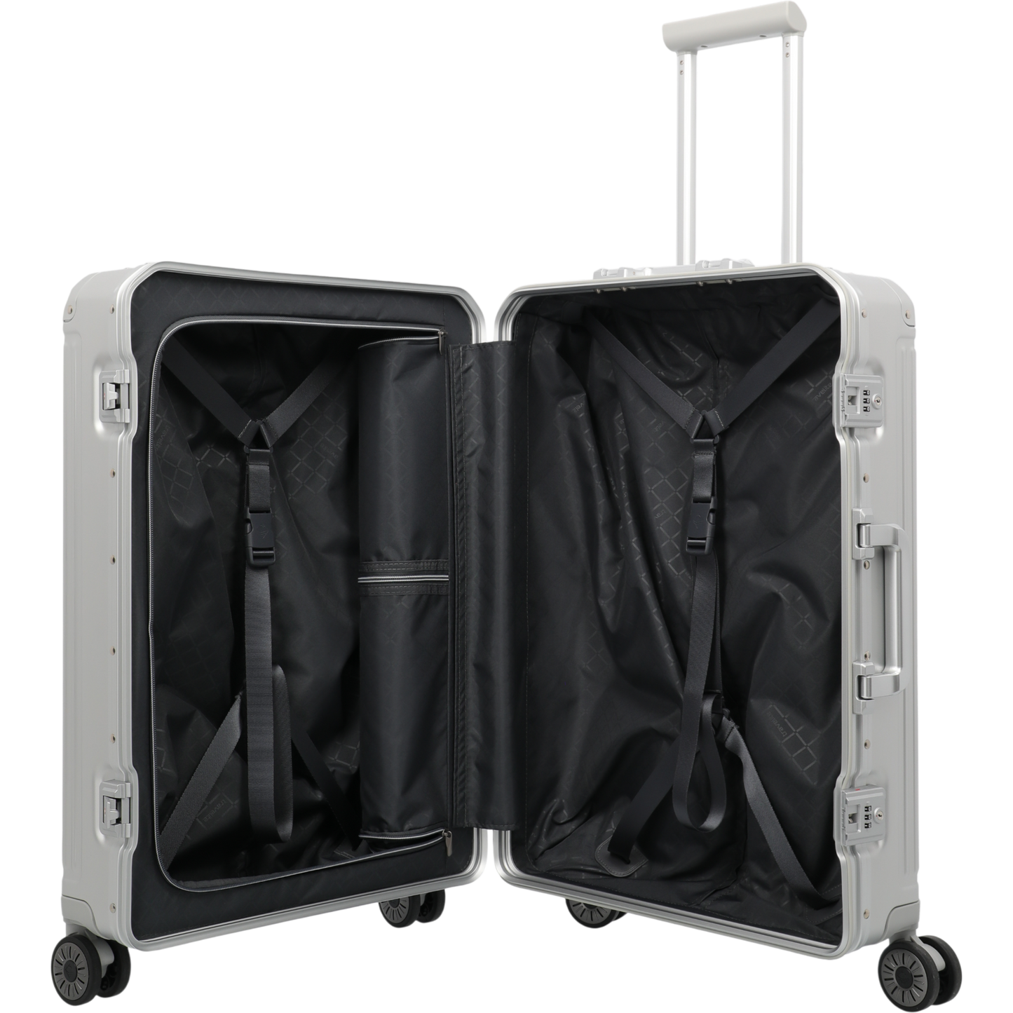 Travelite Next 4-Rollen-Trolley aus Aluminium 67 cm -Silber KOFFER-PLUS.COM