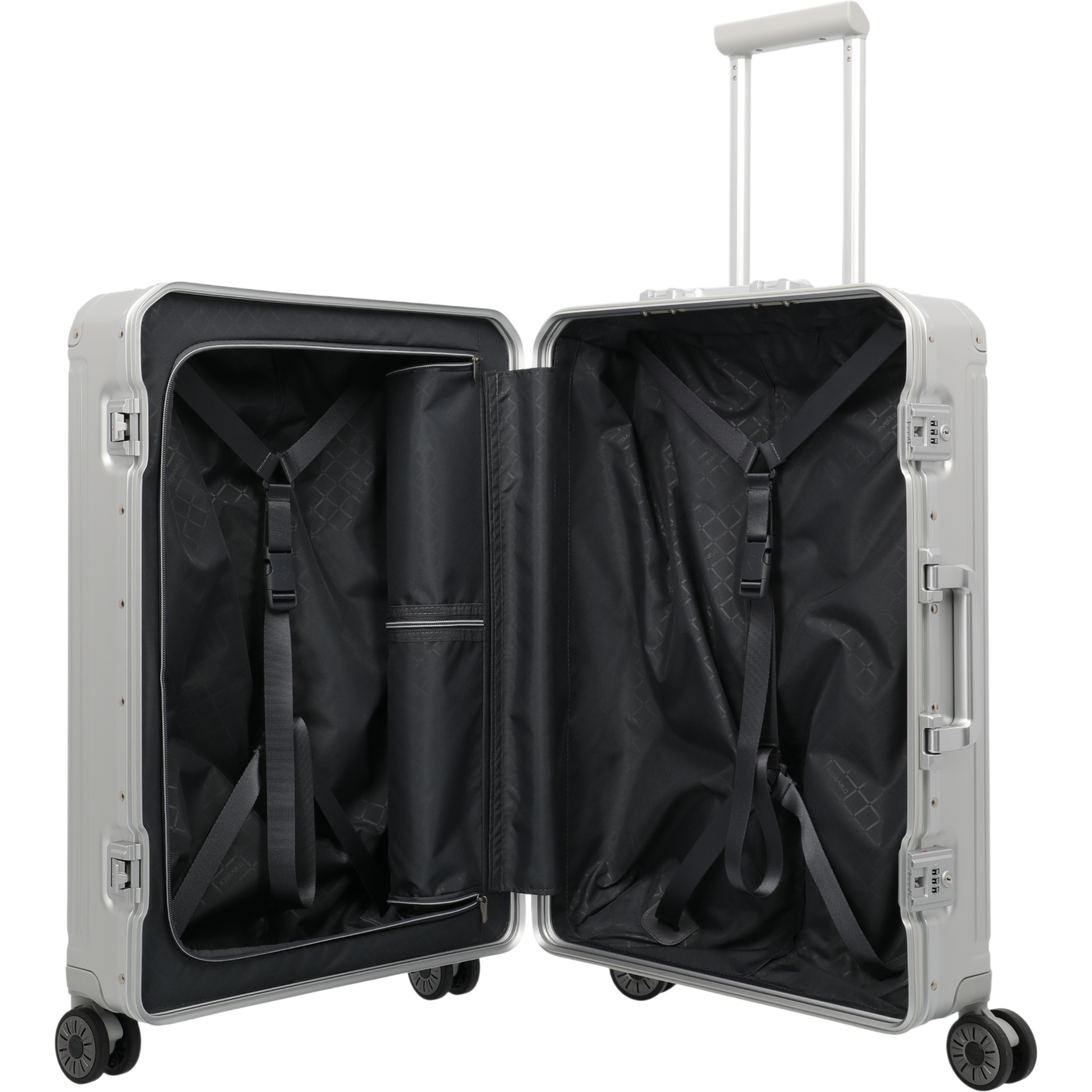 Travelite Next 4-Rollen-Trolley aus Aluminium 67 cm -Silber KOFFER-PLUS.COM