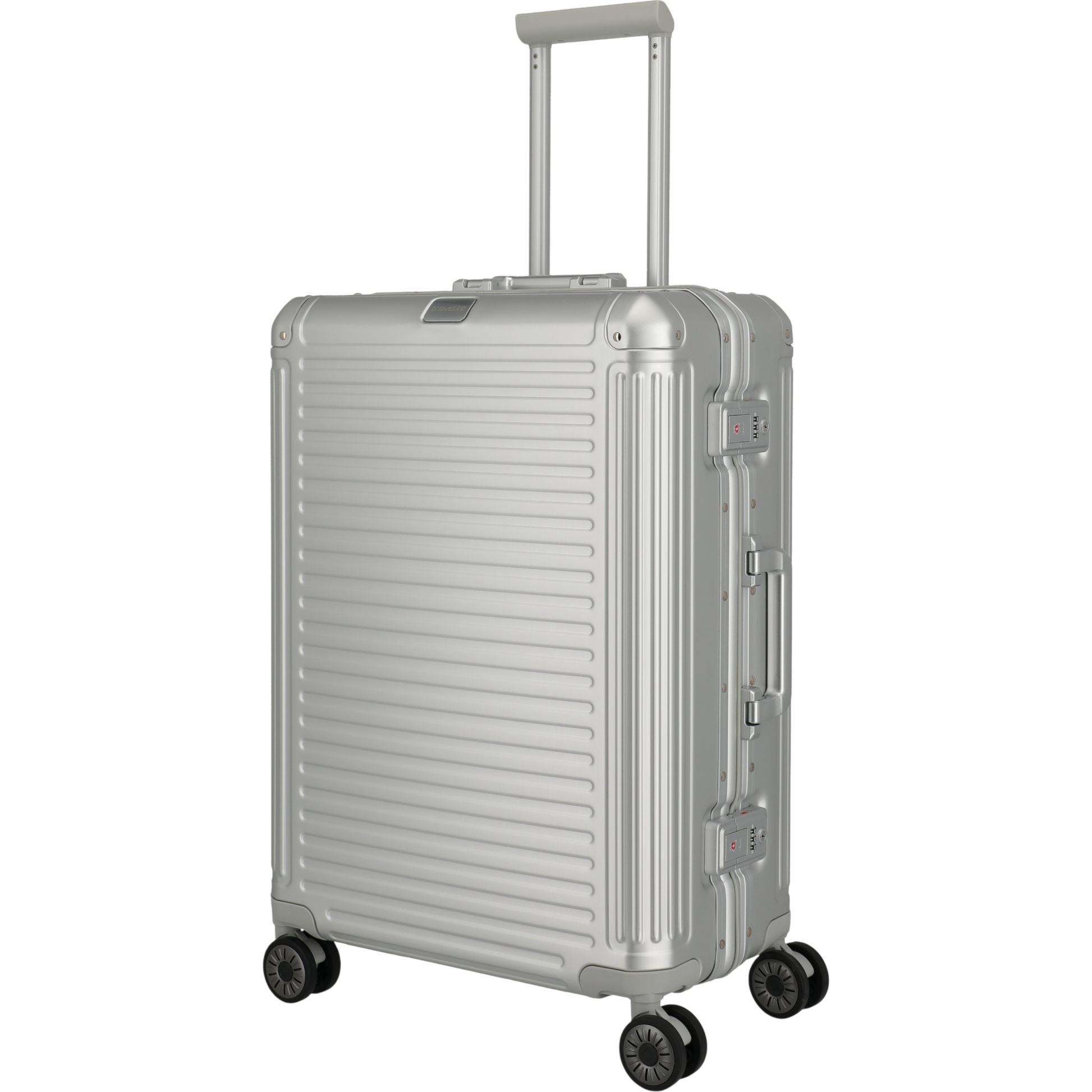 Travelite Next 4-Rollen-Trolley aus Aluminium 67 cm -Silber KOFFER-PLUS.COM