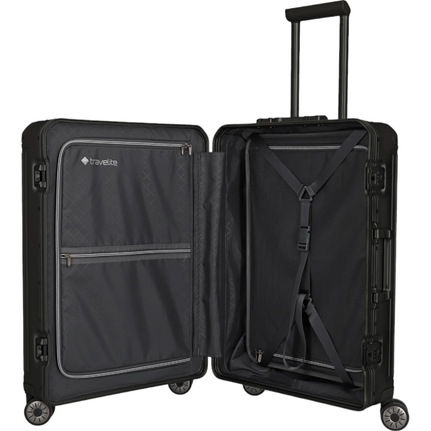 Travelite Next  4-Rollen-Trolley aus Aluminium 67 cm -Schwarz KOFFER-PLUS.COM