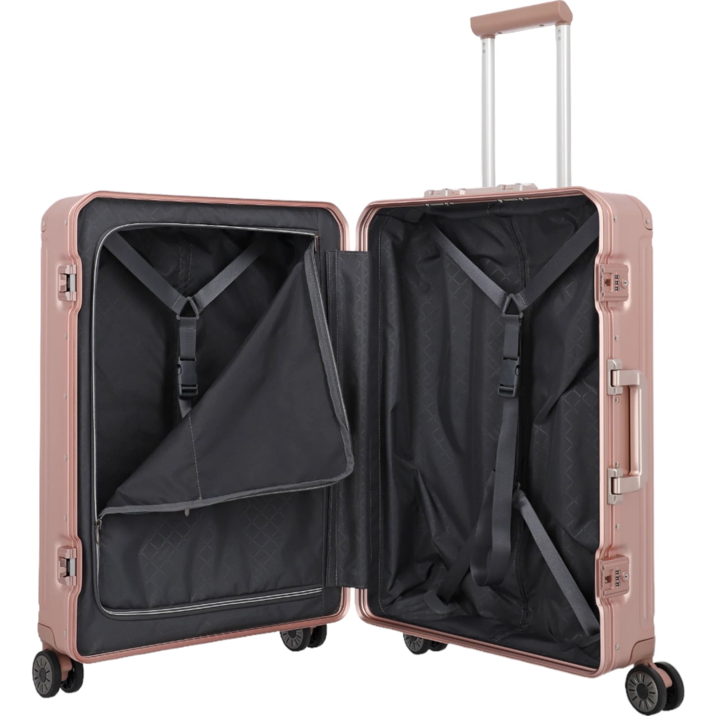 Travelite Next 4-Rollen-Trolley aus Aluminium 67 cm -Rose KOFFER-PLUS.COM