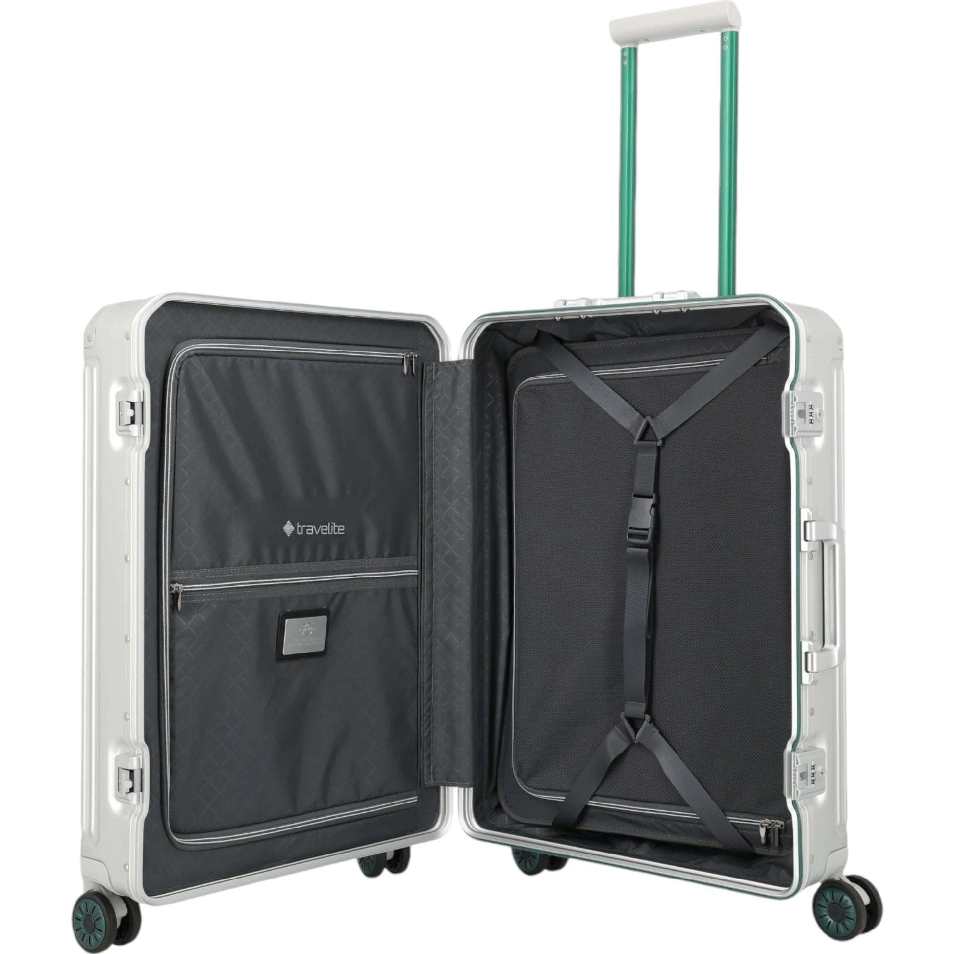 Travelite Next 4-Rollen-Trolley 75 Jahre Edition 67 cm -Silber-Grün KOFFER-PLUS.COM