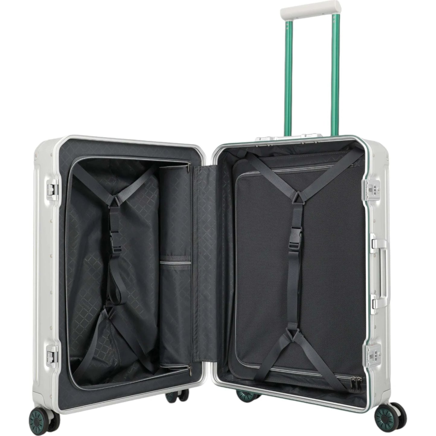 Travelite Next 4-Rollen-Trolley 75 Jahre Edition 67 cm -Silber-Grün KOFFER-PLUS.COM