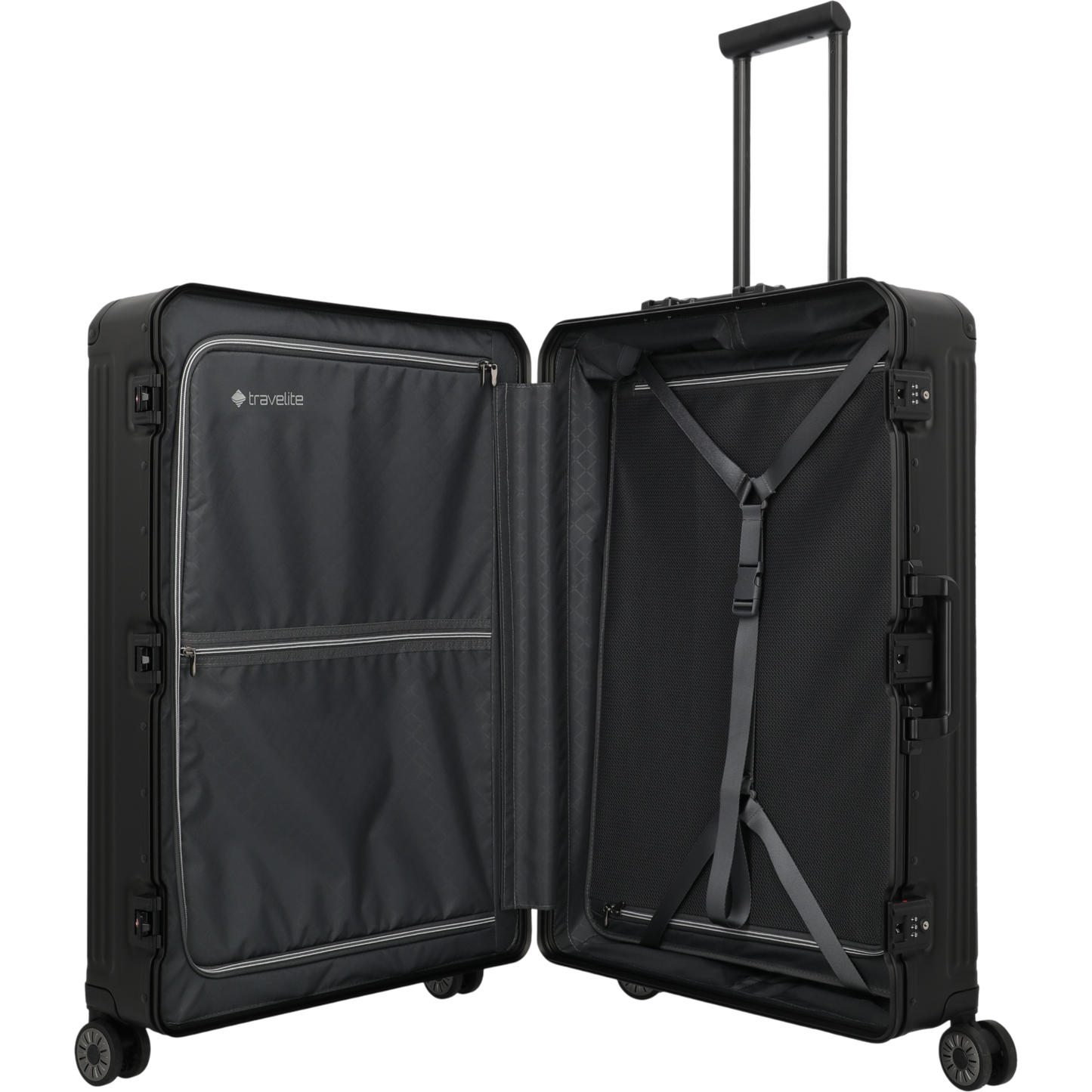 Travelite Next 4-Rollen-Trolley aus Aluminium 77 cm -Schwarz KOFFER-PLUS.COM
