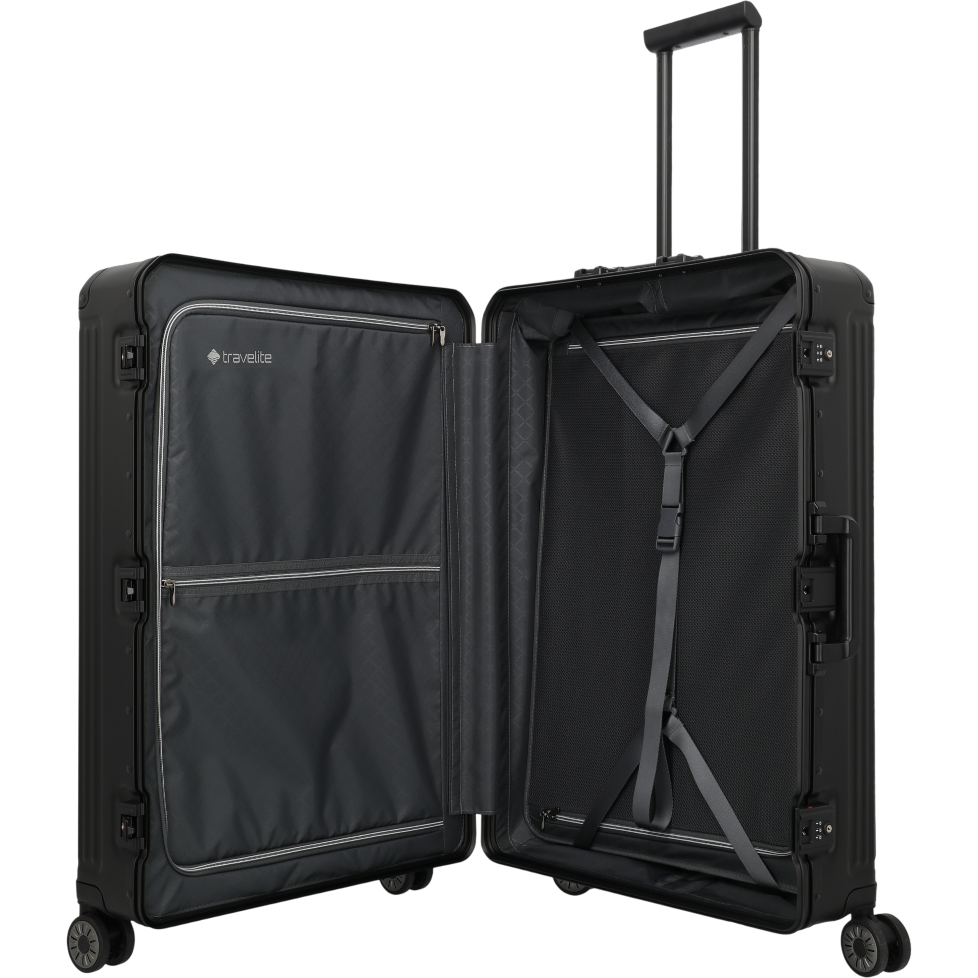 Travelite Next 4-Rollen-Trolley aus Aluminium 77 cm -Schwarz KOFFER-PLUS.COM