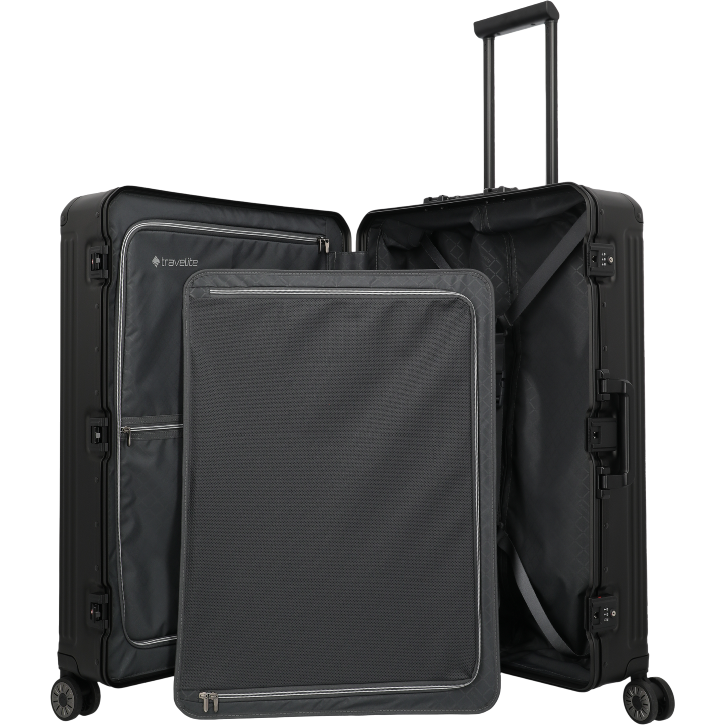 Travelite Next 4-Rollen-Trolley aus Aluminium 77 cm -Schwarz KOFFER-PLUS.COM