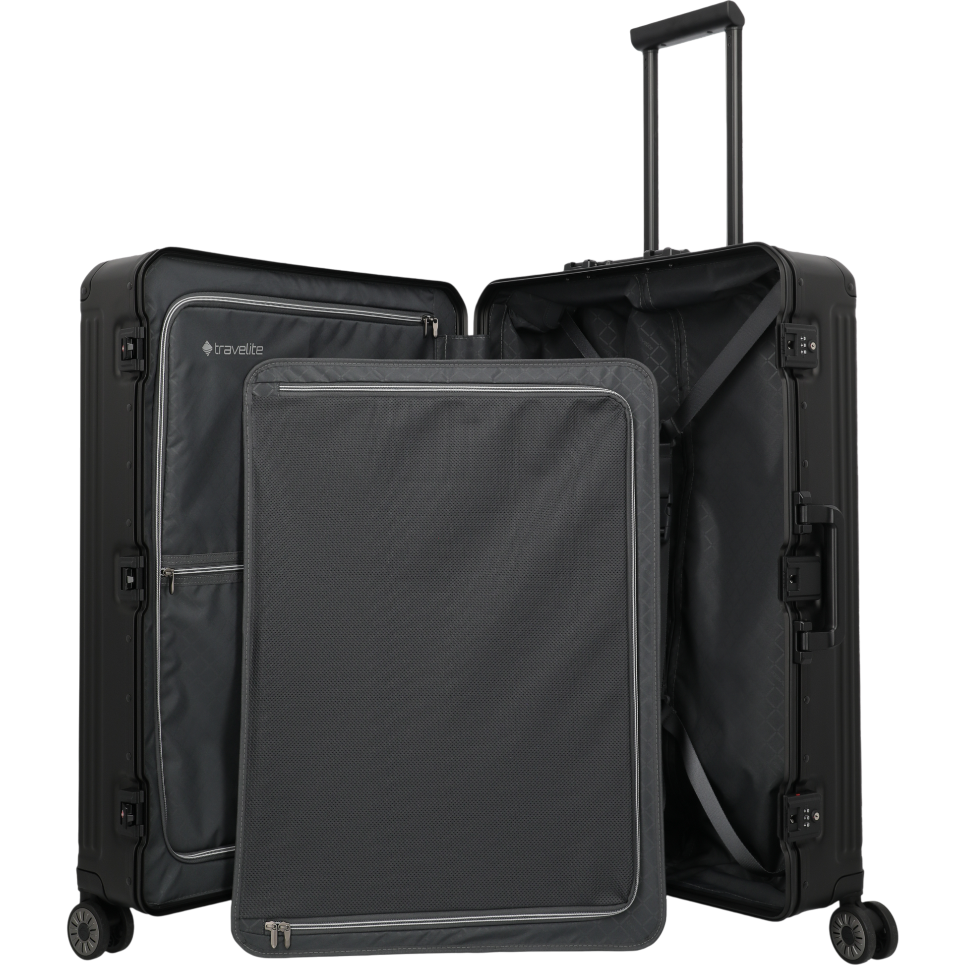 Travelite Next 4-Rollen-Trolley aus Aluminium 77 cm -Schwarz KOFFER-PLUS.COM