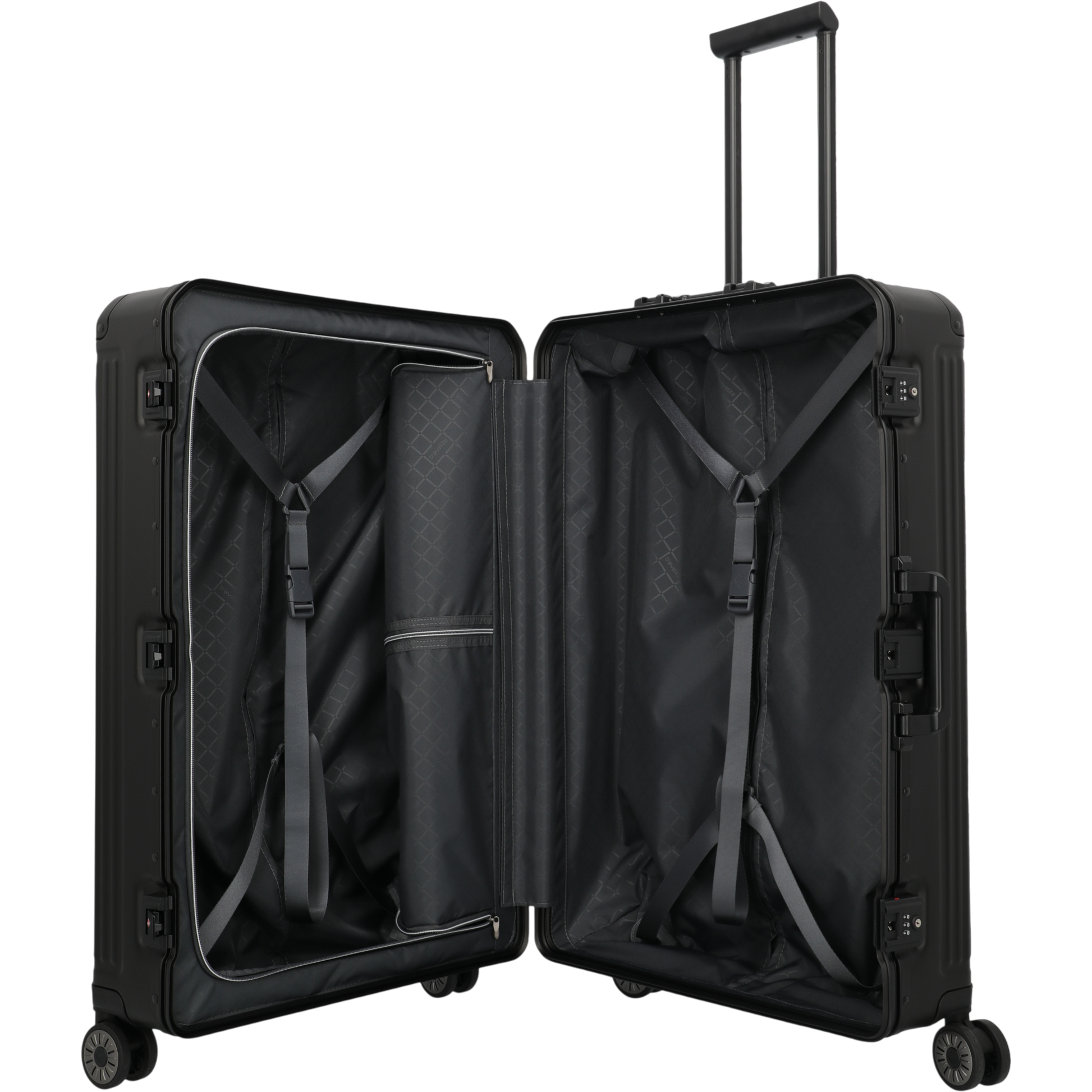 Travelite Next 4-Rollen-Trolley aus Aluminium 77 cm -Schwarz KOFFER-PLUS.COM