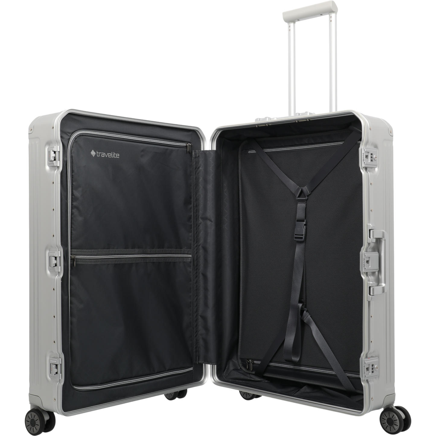 Travelite Next 4-Rollen-Trolley aus Aluminium 77 cm -Silber KOFFER-PLUS.COM