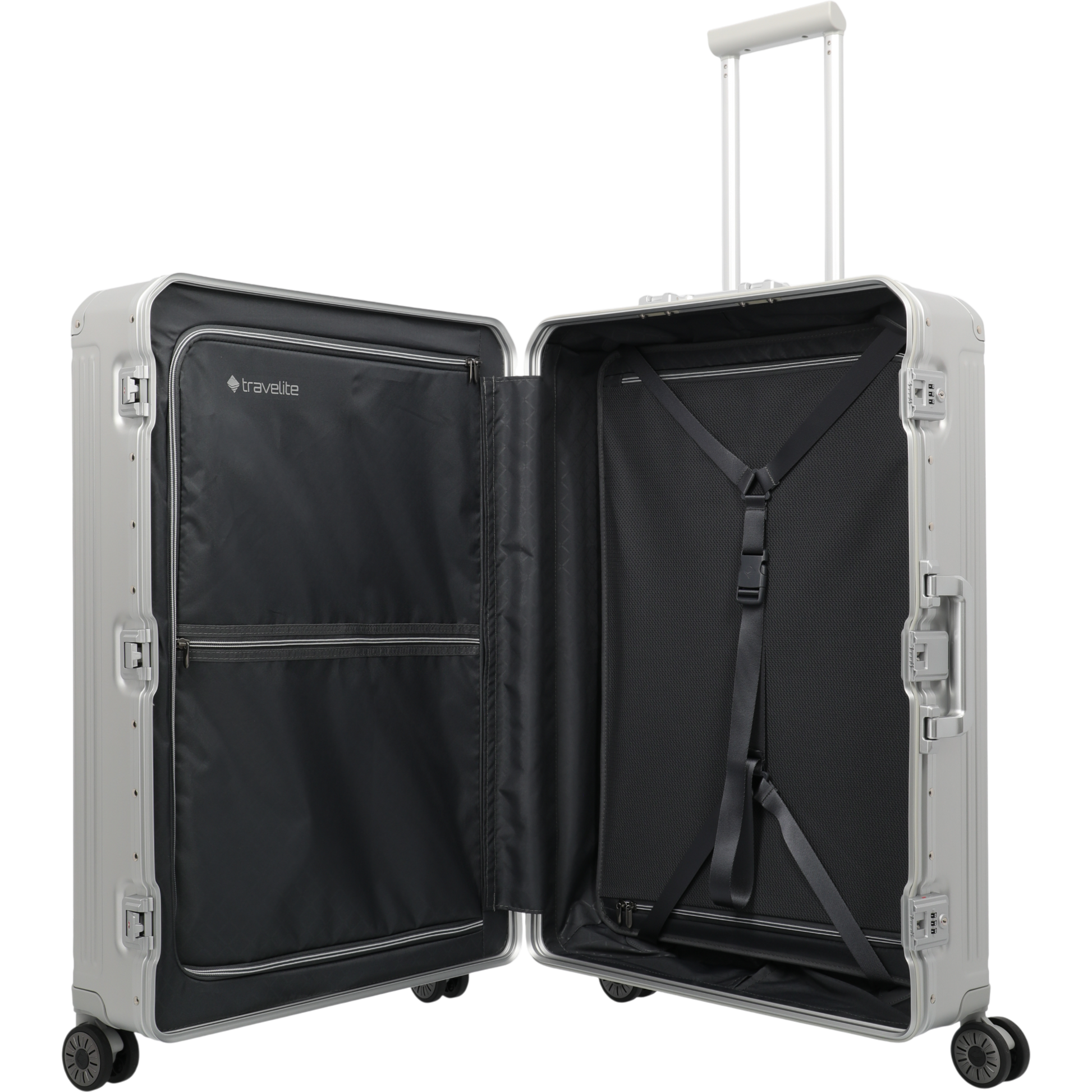 Travelite Next 4-Rollen-Trolley aus Aluminium 77 cm -Silber KOFFER-PLUS.COM